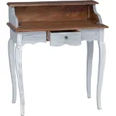 vidaXL Schreibtisch Braun und Weiß 80 x 40 x 92 cm Massivholz Mahagoni