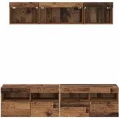 vidaXL TV Wand Einheiten mit LED 5 Stk. Altholz Holzwerkstoff