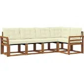 vidaXL Outdoor-Sofagarnitur 5 stk. Natur und Creme