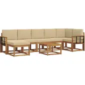 vidaXL Outdoor-Sofagarnitur mit Kissen 8 pcs Natur und Beige
