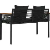 vidaXL Bank Outdoor 2 -Seater 117 x 54 x 74,5 cm Poly-Rattan Schwarz