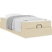 vidaXL Bettgestell mit Matratze 2 Stk. Creme Stoff