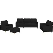 vidaXL 4-tlg. Sofagarnitur mit Kissen Schwarz Stoff