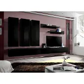 AEA Komplett Set 7 tlg Schwarz Wohnwand Wandschrank Holzmöbel Luxus Möbel Neu
