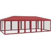 vidaXL Partyzelt mit 12 Mesh-Seitenteilen Rot 8x4 m HDPE