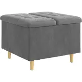 vidaXL Ottoman mit Stauraum Dunkelgrau 60 x 60 x 45 cm Samt