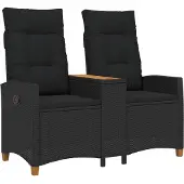 vidaXL Liegebank mit Tisch Schwarz 126 x 65 x 112 cm Poly-Rattan