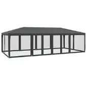 vidaXL Partyzelt mit 12 Mesh-Seitenteilen Anthrazit 8x4 m HDPE