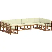 vidaXL Outdoor-Sofagarnitur 10 stk. Natur und Creme