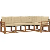 vidaXL Outdoor-Sofagarnitur mit Kissen 5 pcs Natur und Beige