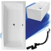 Badland Badewanne Rechteck Apri 140x70 mit Ablaufgarnitur, Füßen und Wannenträger GRATIS