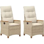 vidaXL Verstellbarer Gartenstuhl Beige und Creme 64 x 57,5 x 112 cm