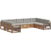 vidaXL Outdoor-Sofagarnitur mit Kissen 9 pcs Natürlich und Hellgrau