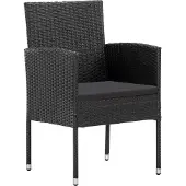 vidaXL 9-tlg. Garten-Essgruppe Schwarz Poly Rattan und Stahl