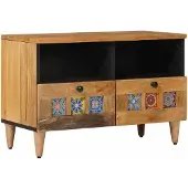 vidaXL TV-Schränk mit Regal Natur 70 x 33 x 46 cm Massivholz Mango