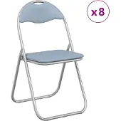 vidaXL Klappstuhl 8 Stk. Kunstleder Grau 48 x 43,5 x 81 cm