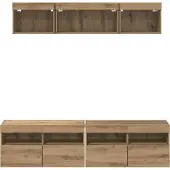 vidaXL TV Wand Einheiten mit LED 5 Stk. Artisan-Eiche Holzwerkstoff