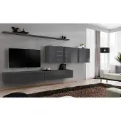 AEA Modern Grau Wohnwand Designer TV-Ständer Sideboard Holzmöbel Schrank Wandschrank