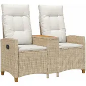 vidaXL Liegebank mit Tisch 2 -Seater 126 x 65 x 112 cm Poly-Rattan