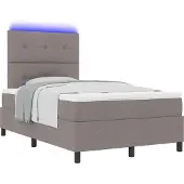 vidaXL Boxspringbett mit LED-Lichtleisten Taupe 120 x 200 cm Stoff