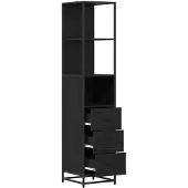 vidaXL Badezimmermöbel-Set Schwarz Eichen-Optik 35 x 37,5 x 166 cm