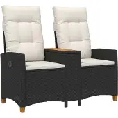 vidaXL Liegebank mit Tisch Schwarz und Cremeweiß 126 x 65 x 112 cm