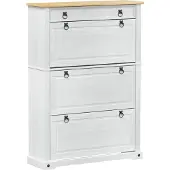 vidaXL Schuhschrank Corona Weiß 99 x 32 x 138 cm Massives Kiefernholz
