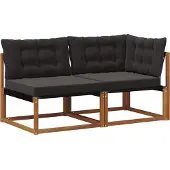 vidaXL Outdoor Mittel- und Ecksofa mit Kissen 7 Stück Natur