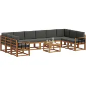 vidaXL Outdoor-Sofagarnitur mit Kissen 11 pcs Natur und Anthrazit