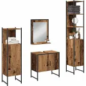 vidaXL Badezimmermöbel Set mit Speicher 4 pcs Braun 33 x 33 x 185.5 cm