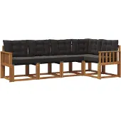 vidaXL Outdoor-Sofagarnitur 5 stk. Natürlich und Schwarz