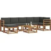 vidaXL Outdoor-Sofagarnitur mit Kissen 8 pcs Natur und Anthrazit