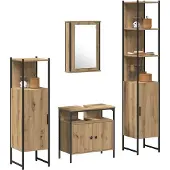 vidaXL Badezimmermöbel-Set 4 stk. Artisan-Eiche 33 x 33 x 185,5 cm