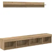 vidaXL TV-Wandregal-Set mit LED 5 pcs Artisan-Eiche Holzwerkstoff