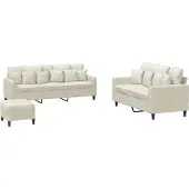 vidaXL 3-tlg. Sofagarnitur mit Kissen Creme Samt