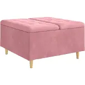 vidaXL Aufbewahrungsottomane mit Kissen Rosa 80 x 80 x 45 cm Samt