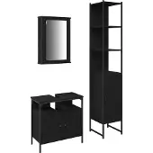 vidaXL Badezimmermöbel-Set 3 stk. Schwarz Eichen-Optik