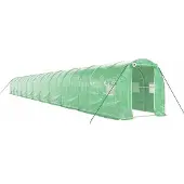 vidaXL Gewächshaus mit Stahlrahmen Grün 44 m² 22x2x2 m
