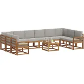 vidaXL Outdoor-Sofagarnitur mit Kissen 11 pcs Natürlich und Hellgrau