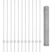 vidaXL Sechseckzaun mit Pfosten 25 x 1,2 m Verzinkter Stahl Silber