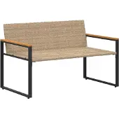 vidaXL Bank mit Kissen Beige und Cremeweiß 115 x 65 x 72 cm Rattan