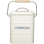 Kitchencraft Komposteimer Creme - Stahl - Langlebig - Praktisch - Kompostkübel - | Living Nostalgia