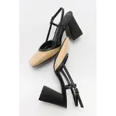 Prologue Rivie Raffia Blockabsatz-Pumps mit eckiger Zehenpartie (Damen)