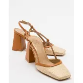 Prologue Rivie Raffia Blockabsatz-Pumps mit eckiger Zehenpartie (Damen)