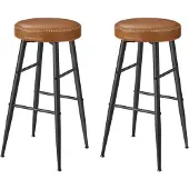 Vasagle Barhocker 2er Set Kunstleder Mid-Century Karamellbraun Tall