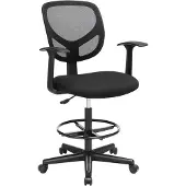 Songmics OBN25BK, Gepolsterter Sitz, Netz-Rückenlehne, Schwarz, Schwarz, Stoff, Schaum, Polyester, Holz, Netz, Polyester, Polypropylen