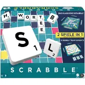 Mattel SPIELE Scrabble Zwei-in-Eins Doppelseitiges Brettspiel für schnelles, lockeres und kooperatives Spiel, inklusive 50 Zielkarten für Scrabble Together, einfache Punktevergabe, HWD45