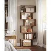 Vasagle Bücherregale, 6-stufiges Bücherregal, Raumteiler, Würfelregal, freistehendes Regal, moderner Stil, für Wohnzimmer, Schlafzimmer, Büro, Rustikal Braun LBC61BX
