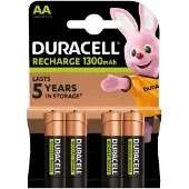 Duracell 4 LR06 1300mAh, Wiederaufladbarer Akku, Nickel-Metallhydrid (NiMH), 1,2 V, 4 Stück(e), 1300 mAh, Mehrfarbig