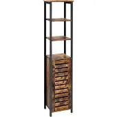 Vasagle Hochschrank, schmaler Küchenschrank mit 3 Etagen und Vitrine, hoher Sideboard im Industrie-Design, für Wohnzimmer, Schlafzimmer, Flur, 37 x 30 x 167 cm, Vintage, LSC37BX